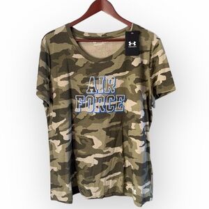 Air Force Under Armour Green Camo Tee, Ladies Loose Cut, Short Sleeve, Size XL